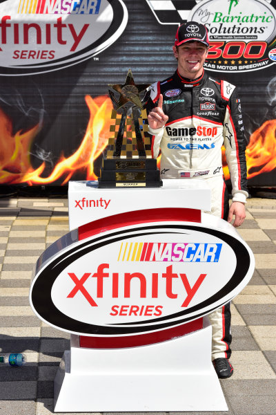 2017 NASCAR Xfinity Series
My Bariatric Solutions 300
Texas Motor Speedway, Fort Worth, TX USA
Saturday 8 April 2017
Erik Jones, Game Stop/ GAEMS Toyota Camry in Sunoco Victory Lane
World Copyright: Logan Whitton/LAT Images
ref: Digital Image 17TEX1LW2128 2017 NASCAR Xfinity Series
My Bariatric Solutions 300
Texas Motor Speedway, Fort Worth, TX USA
Saturday 8 April 2017
Erik Jones, Game Stop/ GAEMS Toyota Camry in Sunoco Victory Lane
World Copyright: Logan Whitton/LAT Images
ref: Digital Image 17TEX1LW2128