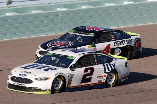 Monster Energy NASCAR Cup Series
Ford EcoBoost 400
Homestead-Miami Speedway, Homestead, FL USA
Sunday 19 November 2017
Brad Keselowski, Team Penske, Miller Lite Ford Fusion Kevin Harvick, Stewart-Haas Racing, Jimmy John's Ford Fusion
World Copyright: Matthew T. Thacker
LAT Images Monster Energy NASCAR Cup Series
Ford EcoBoost 400
Homestead-Miami Speedway, Homestead, FL USA
Sunday 19 November 2017
Brad Keselowski, Team Penske, Miller Lite Ford Fusion Kevin Harvick, Stewart-Haas Racing, Jimmy John's Ford Fusion
World Copyright: Matthew T. Thacker
LAT Images