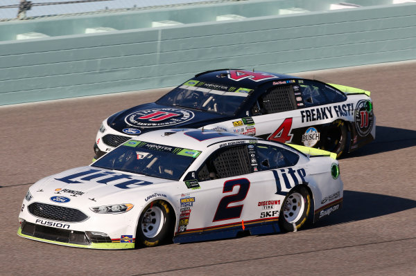 Monster Energy NASCAR Cup Series
Ford EcoBoost 400
Homestead-Miami Speedway, Homestead, FL USA
Sunday 19 November 2017
Brad Keselowski, Team Penske, Miller Lite Ford Fusion Kevin Harvick, Stewart-Haas Racing, Jimmy John's Ford Fusion
World Copyright: Matthew T. Thacker
LAT Images