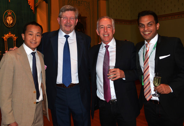 (L to R): Matty Lowe (AUS), Ross Brawn (GBR) Formula One Managing Director of Motorsports, Keith Sutton (GBR) Sutton Images CEO and Sanesh Balasingam (SIN) Rewind Magazine Singapore at Official Grand Prix Welcome Reception at Government House at Formula One World Championship, Rd1, Australian Grand Prix, Preparations, Albert Park, Melbourne, Australia, Thursday 23 March 2017.