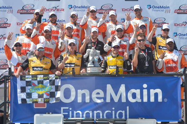 NASCAR XFINITY Series
One Main Financial 200
Dover International Speedway, Dover, DE USA
Saturday 3 June 2017
Kyle Larson, ParkerStore Chevrolet Camaro, celebrates in Victory Lane.
World Copyright: John K Harrelson
LAT Images
ref: Digital Image 17DOV1jh_05186