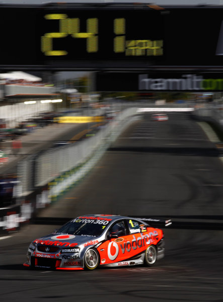Round 4 - Hamilton 400.
Hamilton City Street Circuit, Hamilton, New Zealand.
17th - 18th April 2010.
Car 1, Commodore VE, Holden, Jamie Whincup, T8, TeamVodafone, Triple Eight Race Engineering, Triple Eight Racing.
World Copyright: Mark Horsburgh / LAT Photographic
ref: 1-Whincup-EV04-10-2011 Round 4 - Hamilton 400.
Hamilton City Street Circuit, Hamilton, New Zealand.
17th - 18th April 2010.
Car 1, Commodore VE, Holden, Jamie Whincup, T8, TeamVodafone, Triple Eight Race Engineering, Triple Eight Racing.
World Copyright: Mark Horsburgh / LAT Photographic
ref: 1-Whincup-EV04-10-2011