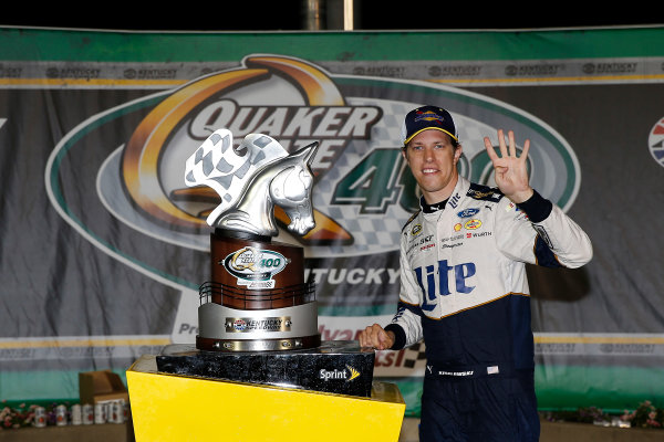 7-9 July, 2016, Sparta, Kentucky USA
Brad Keselowski celebrates in victory lane 
©2016, Russell LaBounty
LAT Photo USA