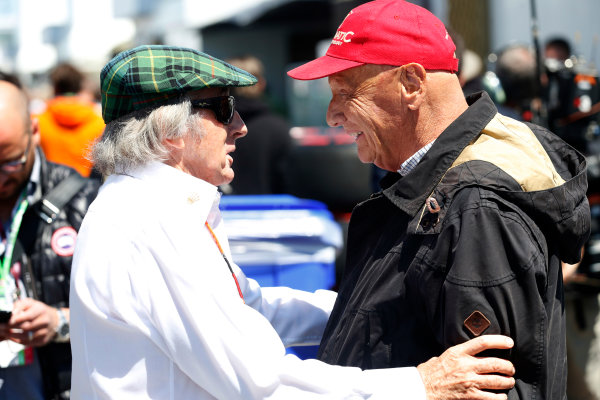 Circuit Gilles Villeneuve, Montreal, Canada.
Saturday 6 June 2015.
Sir Jackie Stewart with Niki Lauda, Non-Executive Chairman, Mercedes AMG.
World Copyright: Alastair Staley/LAT Photographic.
ref: Digital Image _79P2758
