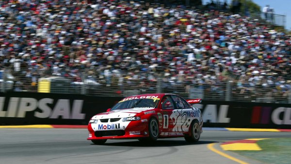 2002 Australian V8 Supercars
Adelaide Clipsal 500. Australia. 17th March 2002.
Holden Racing Team's Mark Skaife is cheered on by the huge crowd at the Clipsal 500, Adelaide. Skaife went onto win both races.
World Copyright: Mark Horsburgh/LAT Photographic
ref: Digital Image Only