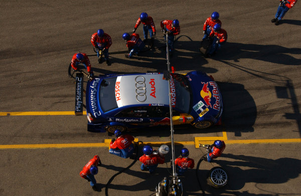 2004 DTM Championship 
Brno,Czech Republic . 18th - 19th September . 
Mattias Ekstrom (Abt Sportsline Audi A4) prepares to leave the pits after his pit stop. 
World Copyright: Andre Irlmeier/LAT Photographic 
ref: Digital Image Only