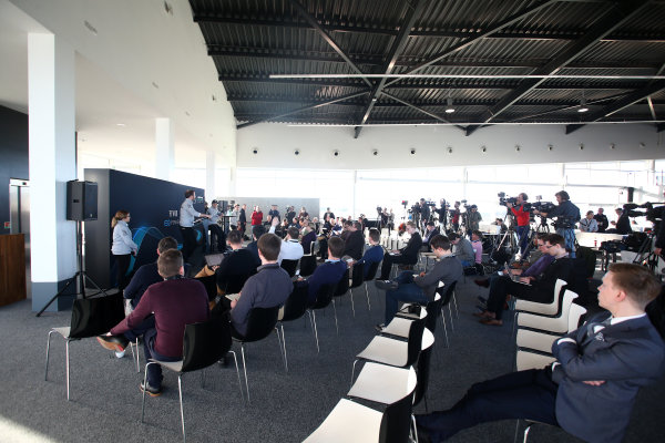 Mercedes F1 W08 Formula 1 Launch.
Silverstone, Northampton, UK.
Thursday 23 February 2017.
Valtteri Bottas, Mercedes AMG, talks to Bradley Lord, Head of Mercedes-Benz Motorsport Communications, in front of assembled media.
World Copyright: Hoyer/Ebrey/LAT Images
Ref: MDH19111 Mercedes F1 W08 Formula 1 Launch.
Silverstone, Northampton, UK.
Thursday 23 February 2017.
Valtteri Bottas, Mercedes AMG, talks to Bradley Lord, Head of Mercedes-Benz Motorsport Communications, in front of assembled media.
World Copyright: Hoyer/Ebrey/LAT Images
Ref: MDH19111