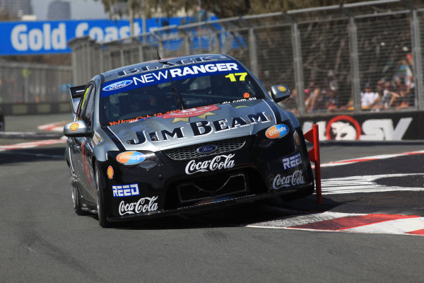 The Dick Johnson Racing Ford Falcon of Steven Johnson and Dirk Muller of Germany during the Armor All Gold Coast 600, event 11 of the 2011 V8 Supercars Championship at the Queensland Raceway, Ipswich, Queensland, October 21, 2011.
World Copyright: Mark Horsburgh/LAT Photographic
ref: 17-DJR-EV11-11-2295