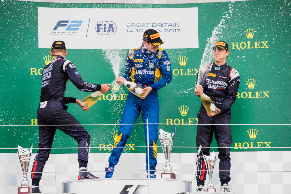 2017 FIA Formula 2 Round 6.
Silverstone, Northamptonshire, UK.
Sunday 16 July 2017.
Luca Ghiotto (ITA, RUSSIAN TIME), Nicholas Latifi (CAN, DAMS), Artem Markelov (RUS, RUSSIAN TIME). 
Photo: Zak Mauger/FIA Formula 2.
ref: Digital Image _56I0784