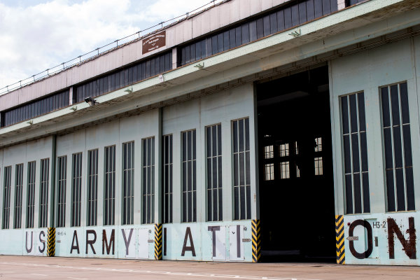 2014/2015 FIA Formula E Championship.
Berlin ePrix, Berlin Tempelhof Airport, Germany.
Thursday 21 May 2015.
US Army Aviation hanger at Berlin Tempelhof Airport.
Photo: Zak Mauger/LAT/Formula E
ref: Digital Image _L0U6531
2014/2015 FIA Formula E Championship.
Berlin ePrix, Berlin Tempelhof Airport, Germany.
Thursday 21 May 2015.
US Army Aviation hanger at Berlin Tempelhof Airport.
Photo: Zak Mauger/LAT/Formula E
ref: Digital Image _L0U6531