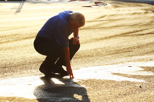 Charlie Whiting (GBR) FIA Delegate and Herbie Blash (GBR) FIA Delegate inspect the track after the kerbs were becoming loose, which delayed free practice 1.
Formula One World Championship, Rd 14, Singapore Grand Prix, Practice Day, Marina Bay Street Circuit, Singapore, Friday 23 September 2011. Charlie Whiting (GBR) FIA Delegate and Herbie Blash (GBR) FIA Delegate inspect the track after the kerbs were becoming loose, which delayed free practice 1.
Formula One World Championship, Rd 14, Singapore Grand Prix, Practice Day, Marina Bay Street Circuit, Singapore, Friday 23 September 2011.