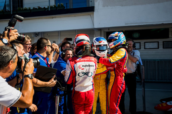 2017 GP3 Series Round 4. 
Hungaroring, Budapest, Hungary.
Sunday 30 July 2017.
Kevin Joerg (SUI, Trident), Giuliano Alesi (FRA, Trident), Ryan Tveter (USA, Trident). 
Photo: Zak Mauger/GP3 Series Media Service.
ref: Digital Image _56I4102