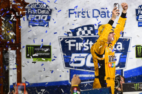 Monster Energy NASCAR Cup Series
First Data 500
Martinsville Speedway, Martinsville VA USA
Sunday 29 October 2017
Kyle Busch, Joe Gibbs Racing, M&M's Halloween Toyota Camry, celebrates in victory lane.
World Copyright: John K Harrelson/LAT Images Monster Energy NASCAR Cup Series
First Data 500
Martinsville Speedway, Martinsville VA USA
Sunday 29 October 2017
Kyle Busch, Joe Gibbs Racing, M&M's Halloween Toyota Camry, celebrates in victory lane.
World Copyright: John K Harrelson/LAT Images