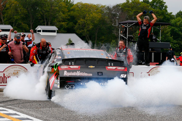 NASCAR XFINITY Series
Johnsonville 180
Road America, Elkhart Lake, WI USA
Sunday 27 August 2017
Jeremy Clements, RepairableVehicles.com Chevrolet Camaro celebrates his win with a burnout 
World Copyright: Russell LaBounty
LAT Images