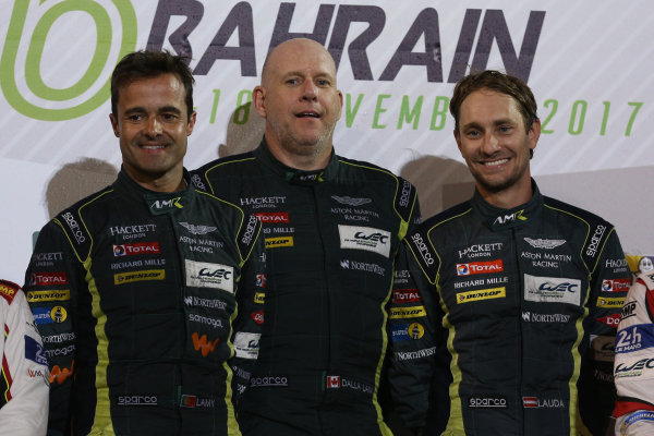 2017 FIA World Endurance Championship,
Bahrain International Circuit, Bahrain. 16th-18th November 2017,
#98 Aston Martin Racing Aston Martin Vantage: Paul Dalla Lana, Pedro Lamy, Mathias Lauda 
World Copyright. JEP/LAT Images