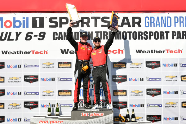 IMSA Continental Tire SportsCar Challenge
Mobil 1 SportsCar Grand Prix
Canadian Tire Motorsport Park
Bowmanville, ON CAN
Saturday 8 July 2017
57, Chevrolet, Chevrolet Camaro GT4.R, GS, Matt Bell, Robin Liddell, winners, podium, victory lane
World Copyright: Scott R LePage/LAT Images IMSA Continental Tire SportsCar Challenge
Mobil 1 SportsCar Grand Prix
Canadian Tire Motorsport Park
Bowmanville, ON CAN
Saturday 8 July 2017
57, Chevrolet, Chevrolet Camaro GT4.R, GS, Matt Bell, Robin Liddell, winners, podium, victory lane
World Copyright: Scott R LePage/LAT Images