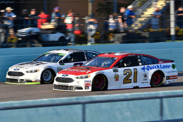 Monster Energy NASCAR Cup Series
Ford EcoBoost 400
Homestead-Miami Speedway, Homestead, FL USA
Sunday 19 November 2017
Brad Keselowski, Team Penske, Miller Lite Ford Fusion and Ryan Blaney, Wood Brothers Racing, Motorcraft/Quick Lane Tire & Auto Center Ford Fusion
World Copyright: Rusty Jarrett
LAT Images