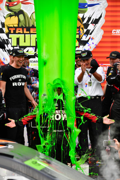 Monster Energy NASCAR Cup Series
Tales of the Turtles 400
Chicagoland Speedway, Joliet, IL USA
Sunday 17 September 2017
Martin Truex Jr, Furniture Row Racing, Furniture Row/Denver Mattress Toyota Camry celebrates in victory lane and gets slimed 
World Copyright: Logan Whitton
LAT Images