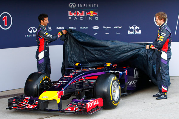 2014 F1 Pre Season Test 1 - Preview
Circuito de Jerez, Jerez, Spain.
Tuesday 28 January 2014.
Sebastian Vettel, Red Bull Racing. and Daniel Ricciardo, Red Bull Racing at the launch of the Red Bull RB10.
World Copyright: Alastair Staley/LAT Photographic.
ref: Digital Image _A8C7608