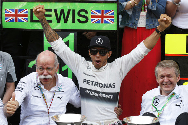 Circuit de Catalunya, Barcelona, Spain.
Sunday 11 May 2014.
Dr Dieter Zetsche, CEO, Mercedes Benz, and Lewis Hamilton, Mercedes AMG, 1st Position, celebrate.
World Copyright: Charles Coates/LAT Photographic.
ref: Digital Image _N7T1345 Circuit de Catalunya, Barcelona, Spain.
Sunday 11 May 2014.
Dr Dieter Zetsche, CEO, Mercedes Benz, and Lewis Hamilton, Mercedes AMG, 1st Position, celebrate.
World Copyright: Charles Coates/LAT Photographic.
ref: Digital Image _N7T1345