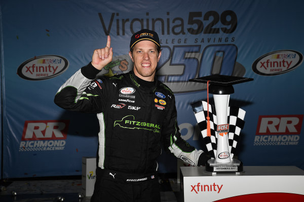 NASCAR XFINITY Series
Virginia529 College Savings 250
Richmond Raceway, Richmond, VA USA
Saturday 9 September 2017
Brad Keselowski, Fitzgerald Glider Kits Ford Mustang wins
World Copyright: Rusty Jarrett
LAT Images NASCAR XFINITY Series
Virginia529 College Savings 250
Richmond Raceway, Richmond, VA USA
Saturday 9 September 2017
Brad Keselowski, Fitzgerald Glider Kits Ford Mustang wins
World Copyright: Rusty Jarrett
LAT Images
