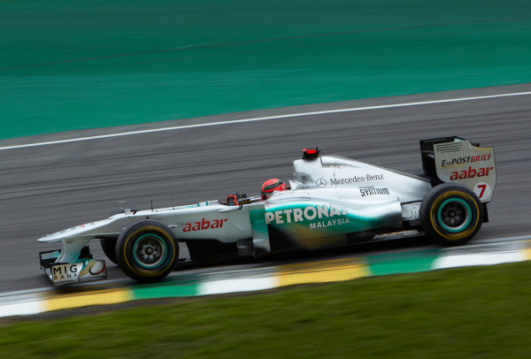 Interlagos, Sao Paulo, Brazil.
26th November 2011.
Michael Schumacher, Mercedes GP W02. Action.
World Copyright: Steve Etherington/LAT Photographic
ref: Digital Image SNE27383 Interlagos, Sao Paulo, Brazil.
26th November 2011.
Michael Schumacher, Mercedes GP W02. Action.
World Copyright: Steve Etherington/LAT Photographic
ref: Digital Image SNE27383