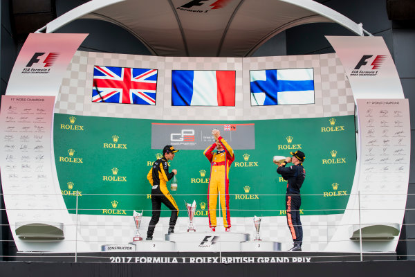 2017 GP3 Series Round 3. 
Silverstone, Northamptonshire, UK.
Sunday 16 July 2017.
Jack Aitken (GBR, ART Grand Prix), Giuliano Alesi (FRA, Trident), Niko Kari (FIN, Arden International). 
Photo: Zak Mauger/GP3 Series Media Service.
ref: Digital Image _56I0281