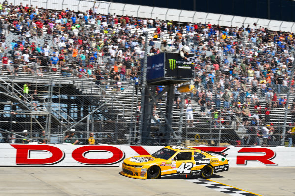 NASCAR XFINITY Series
One Main Financial 200
Dover International Speedway, Dover, DE USA
Saturday 3 June 2017
Kyle Larson, ParkerStore Chevrolet Camaro celebrates his win.
World Copyright: Nigel Kinrade
LAT Images
ref: Digital Image 17DOV1nk10465