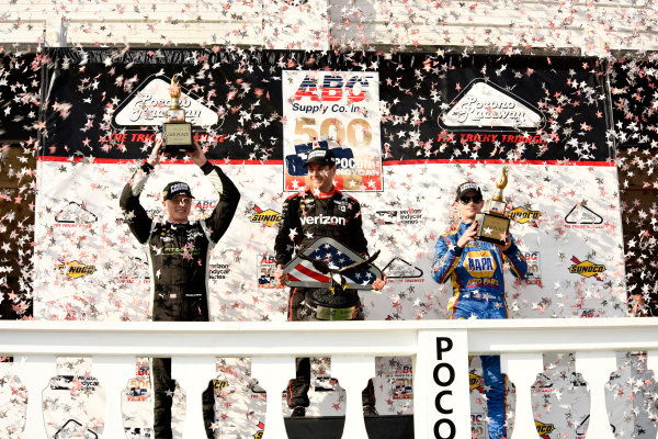 Verizon IndyCar Series
ABC Supply 500
Pocono Raceway, Long Pond, PA USA
Monday 21 August 2017
Josef Newgarden, Team Penske Chevrolet, Will Power, Team Penske Chevrolet and Alexander Rossi, Curb Andretti Herta Autosport with Curb-Agajanian Honda
World Copyright: Gregg Feistman
LAT Images