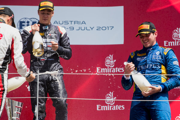 2017 FIA Formula 2 Round 5.
Red Bull Ring, Spielberg, Austria.
Sunday 9 July 2017.
Alexander Albon (THA, ART Grand Prix), Artem Markelov (RUS, RUSSIAN TIME) and Oliver Rowland (GBR, DAMS).
Photo: Zak Mauger/FIA Formula 2.
ref: Digital Image _54I0398 2017 FIA Formula 2 Round 5.
Red Bull Ring, Spielberg, Austria.
Sunday 9 July 2017.
Alexander Albon (THA, ART Grand Prix), Artem Markelov (RUS, RUSSIAN TIME) and Oliver Rowland (GBR, DAMS).
Photo: Zak Mauger/FIA Formula 2.
ref: Digital Image _54I0398
