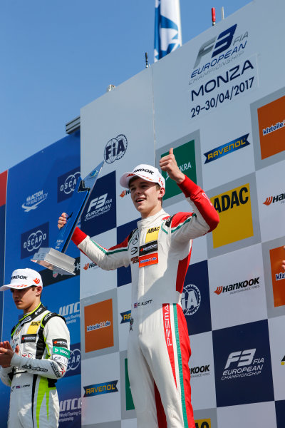 2017 FIA Formula 3 European Championship.
Round 2 - Monza, Italy.
Sunday 30 April 2017.
Podium: Race winner Callum Ilott, Prema Powerteam, Dallara F317 - Mercedes-Benz
World Copyright: James Gasperotti/LAT Images
ref: Digital Image _JG14806