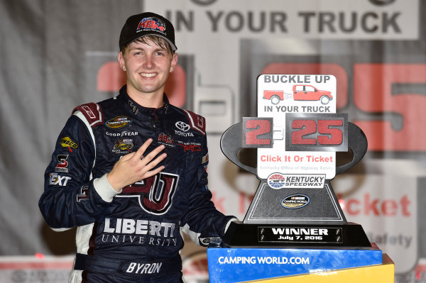 6-7 July, 2016, Sparta, Kentucky USA
William Byron celebrates his win in Victory Lane
?2016, Nigel Kinrade
LAT Photo USA 6-7 July, 2016, Sparta, Kentucky USA
William Byron celebrates his win in Victory Lane
?2016, Nigel Kinrade
LAT Photo USA