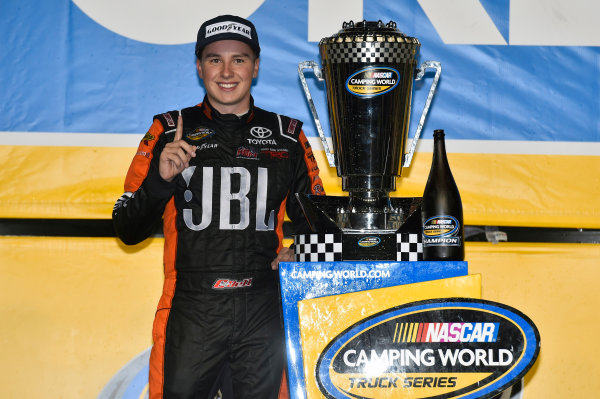 NASCAR Camping World Truck Series
Ford EcoBoost 200
Homestead-Miami Speedway, Homestead, FL USA
Friday 17 November 2017
Christopher Bell, JBL Toyota Tundra celebrates winning the 2017 NASCAR Camping world Truck Series Championship
World Copyright: Nigel Kinrade
LAT Images NASCAR Camping World Truck Series
Ford EcoBoost 200
Homestead-Miami Speedway, Homestead, FL USA
Friday 17 November 2017
Christopher Bell, JBL Toyota Tundra celebrates winning the 2017 NASCAR Camping world Truck Series Championship
World Copyright: Nigel Kinrade
LAT Images