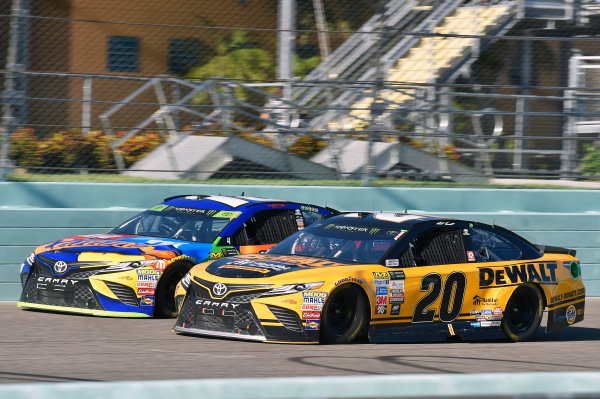 Monster Energy NASCAR Cup Series
Ford EcoBoost 400
Homestead-Miami Speedway, Homestead, FL USA
Sunday 19 November 2017
Kyle Busch, Joe Gibbs Racing, M&M's Caramel Toyota Camry and Matt Kenseth, Joe Gibbs Racing, DEWALT Hurricane Recovery Toyota Camry
World Copyright: Nigel Kinrade
LAT Images Monster Energy NASCAR Cup Series
Ford EcoBoost 400
Homestead-Miami Speedway, Homestead, FL USA
Sunday 19 November 2017
Kyle Busch, Joe Gibbs Racing, M&M's Caramel Toyota Camry and Matt Kenseth, Joe Gibbs Racing, DEWALT Hurricane Recovery Toyota Camry
World Copyright: Nigel Kinrade
LAT Images